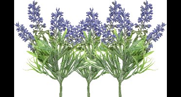 Everlands kunstbloemen tak lavendel - 3x - paars - D7 x H26 cm