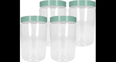 PlasticForte Voorraadpot/bewaarpot - 6x - 375 ml - kunststof - mint groen - B7 x H12 cm