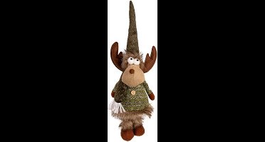 Rendier - staand - groen - 15x12H45cm - textiel