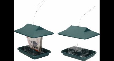 Tuinvogels hangende voeder silo/voederhuisje groen - 3x - 19 x 14 x 44 cm - Winter vogelvoer huisjes