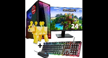 ScreenON - Gaming Set - Minecraft Moobloom Hero - V1 (GamePC + 24 Inch Monitor + Toetsenbord + Muis)