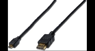 Digitus AK-330115-010-S HDMI-kabel HDMI Aansluitkabel HDMI-A-stekker, HDMI-micro-D-stekker 1.00 m Zwart Vergulde steekc