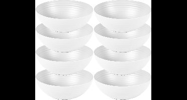 Plasticforte Kommetjes/schaaltjes - 8x - Dessert/ontbijt - Kunststof - D13 cm - Ivoor wit