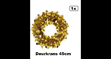 Deurkrans luxe 45cm goud - Brandvertragend - Glitter and glamour decoratie fun Gold