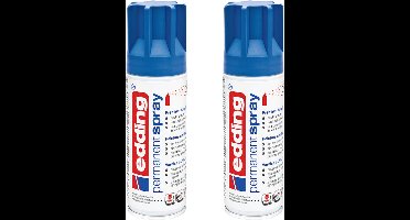 edding 5200 spuitverf in spuitbus - gentiaanblauw mat - 2 stuks - 200 ml verf per stuk - direct dekkend – 1,4 t/m 2 m2 oppervlak - acrylverf voor het lakken en versieren van glas, metaal, hout, keramiek, kunststof, canvas - permanent spray, verfspray