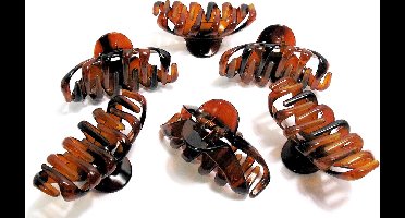6 grote spin haarklemmen 10 cm bruin