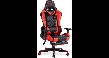 FOXSPORT Game Stoel - Gaming Stoel - Gaming Chair - Bureaustoelen - Bureaustoel Met Nekkussen & Verstelbaar Rugkussen - Instelbare Zithoogte - Gaming Accesoires - Met beensteunen - Roze/Zwart