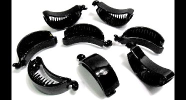 8 haarklemmen met sluitclip zwart