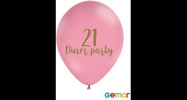 Ballonnen 21 Diner Pink met opdruk Goud (helium)