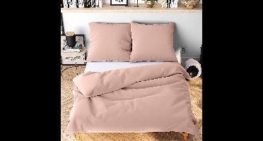 Beddengoed 135 x 200 cm, roze, behaaglijk zacht en strijkvrij, 1 x dekbedovertrek + 1 x kussensloop 80 x 80 cm