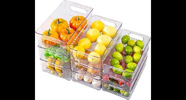 Koelkast-organizer, set van 9 (3 maten), voor keuken, eetkamer, planken, lade, kasten, Badkamer, BPA-vrij