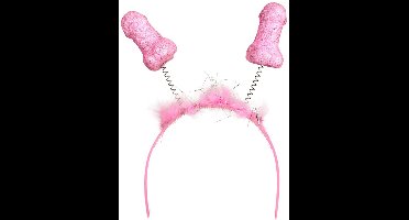 Diadeem met piemeltjes glitter pink