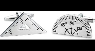 Wiskunde manchetknopen - Geodriehoek - Graden - Zilverkleurig - Heren manc