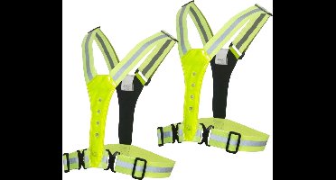 Benson Veiligheidshesje - 2x - met Led en Reflectie - Geel - X-vormig - One-Size - Veiligheidsvest