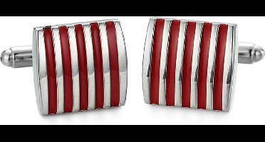 Klassieke manchetknopen rood en zilver