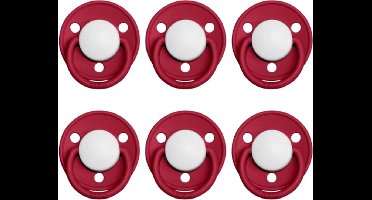 BIBS De Lux fopspenen Latex - spenen set van 6 stuks | 6x Ruby White Dup | Voordeelverpakking | Maat 1 - T1 Leeftijd: 0-6 maanden.