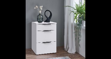 Nachtkastje Elda - Plaatmateriaal/Folie - Wit - 41x61x41 cm (BxHxD)