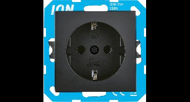 ION industries stopcontact met randaarde - V1/J1 mat zwart (10.100.020) - wandcontactdoos