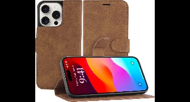 Cazy Hoesje geschikt voor iPhone 15 Pro Hoesje met Pasjeshouder - Premium Bookcase - Bruin