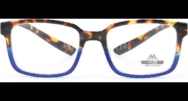 Montana MNR2A Leesbril met lange poten - Tortoise met blauw +3.50 - Nekhanger - Rechthoekig