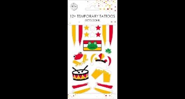 Plak tattoo - Oeteldonk - Carnaval - rood-wit-geel - 12 stuks