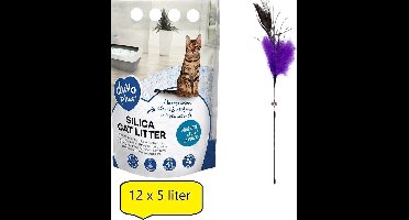 Duvo+ Premium Silica Kattenbakvulling - Voordeelverpakking - 12x 5L - Incl - speelhengel