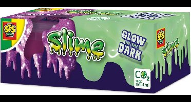 SES Creative - Slime - Glow in the dark slijm – 2 potjes kant en klare slijm in 2 kleuren en diktes - goed uitwasbaar - veilig voor kinderen - Gluten vrij