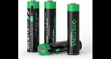 4 x AAA oplaadbare batterijen, USB-C aansluiting - 1,5V - 500mAh