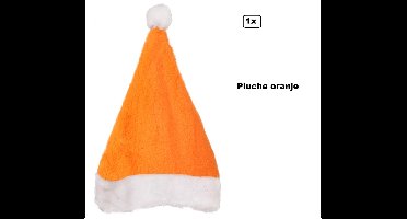 Luxe Kerstmuts pluche oranje mt.59 - Kerst feest thema party fun kerstmuts