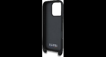 BMW Backcase hoesje geschikt voor iPhone 16 Pro - Effen Zwart - Kunstleer