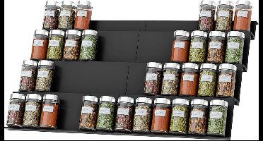 DailySupplies® Kruidenrek Lade - Kruidenpotjes Lade Organizer - Kruidenrekken - Zwart