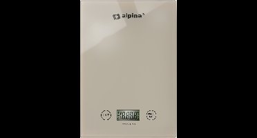 alpina Keukenweegschaal Digitaal - Weegschaal Keuken in gr, lb, oz en ml - Precisie Weegschaal met Tarra Functie - Keuken Accessoires - 22 x 15,5 cm - Beige