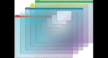 EXXO-HFP #34215 - A5-XL Flexibele Documentenmap met schuifrits - Assorti kleuren rits - 10 stuks (1 pak @ 10 stuks)