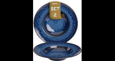 Palmer - Jory - Bord diep - Pastabord - 2 stuks - ø 27 cm - Blauw - Stoneware - Bordenset