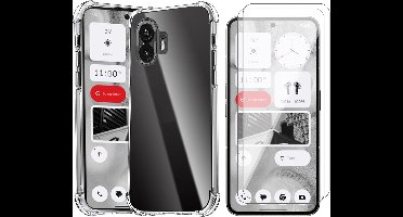 Hoesje geschikt voor Nothing Phone 2 - 2x Screenprotector Glas - Shockproof Transparant