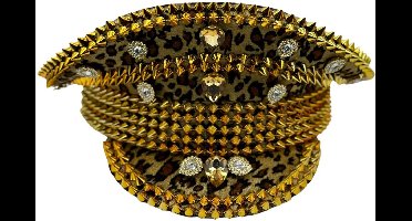 Luxe Kapiteinspet goud en panter - Panter party - luipaard pet - panter pet - politiepet dames - panterprint pet - festival pet - sail pet - carnvalspet
