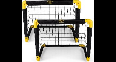 Umbro Voetbaldoel 50 x 44,5 x 44,5 cm - Voetbaldoeltjes Set van 2 - Voetbalgoal Opvouwbaar - Voetbal Goal Makkelijk Opbergen - Voetbal Training Goals voor Kinderen - Kunststof - Zwart/ Geel
