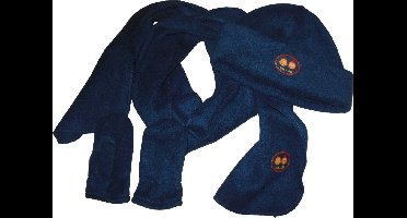Kindersjaal 120 cm + Muts 52/54 + Wanten/Handschoenen maat 2 - Donkerblauw