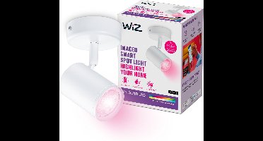 WiZ Plafondlamp Imageo - Opbouwspot - 1 spot - Gekleurd en Wit Licht - Slimme LED Verlichting - GU10 fitting - 1x 5W - Wit - Wi-Fi
