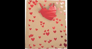 Papieren cadeautas L Kraft hotstamp hart