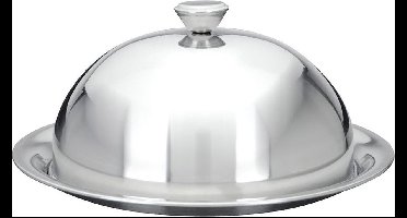 Dienblad met Stolp Edelstaal 24x10 cm - Serveer Plateau - Serveerplateau - Taartplateau met Kap - Deksel