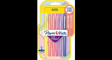 Fineliner paper mate flair pastel blister 6 kleur | 12 stuks