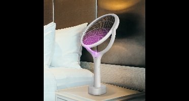 MikaMax Elektrische Vliegenmepper - Vliegenmepper Oplaadbaar - Met Standaard - Draaibaar - Muggenlamp - Electric Mosquito Swatter - Muggenvanger - Vliegenvanger