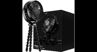 MikaMax - mm Flex Fan - Flexibele Ventilator - Draadloze Ventilator - Draagbare Ventilator - Overal op te hangen - Zwart - 40 Uur verkoeling - Tafelventilator