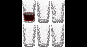 Vivalto Drinkglazen/waterglazen Diamonds - tumblers - glas - set 12x stuks - 370 ml