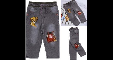 DISNEY Lion King - Simba en Pumbaa Grijze babyjeans met elastische band