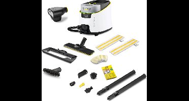Kärcher stoomreiniger SC 5 Deluxe Garmentsteamer Set - Incl. extra Garmentsteamer - VapoHydro functie - Druk 4 bar - Opwarmtijd: 3 min. - Oppervlakte: ca. 130 m² - Reservoir: 0,5 + 1,3 l - incl. vloerreinigingsset EasyFix, Carpet glider en sproeiers