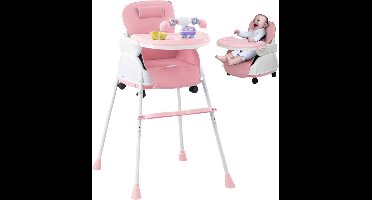 ApexArte® Kinderzetel - Eetstoel Baby 6 Maanden en Ouder - Kinder Eetstoel - Kinderstoel - Inklapbare Eetstoel - Roze