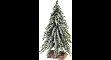 Kerstboom - Kunststof - 33xØ20cm - Sneeuw - Hout