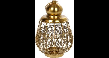 Kaarshouder/windlicht goud metaal 24x 36,5 cm - Theelichthouders/waxinelichthouders - Stompkaars houder